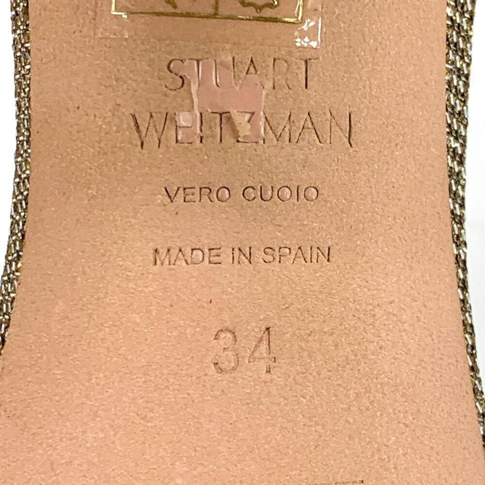 H15286 Stuart Weitzman Size 34 Gold Strap Chunky … - image 6